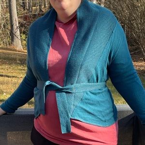 NY&Co Green & Gold Lightweight Cardigan Medium